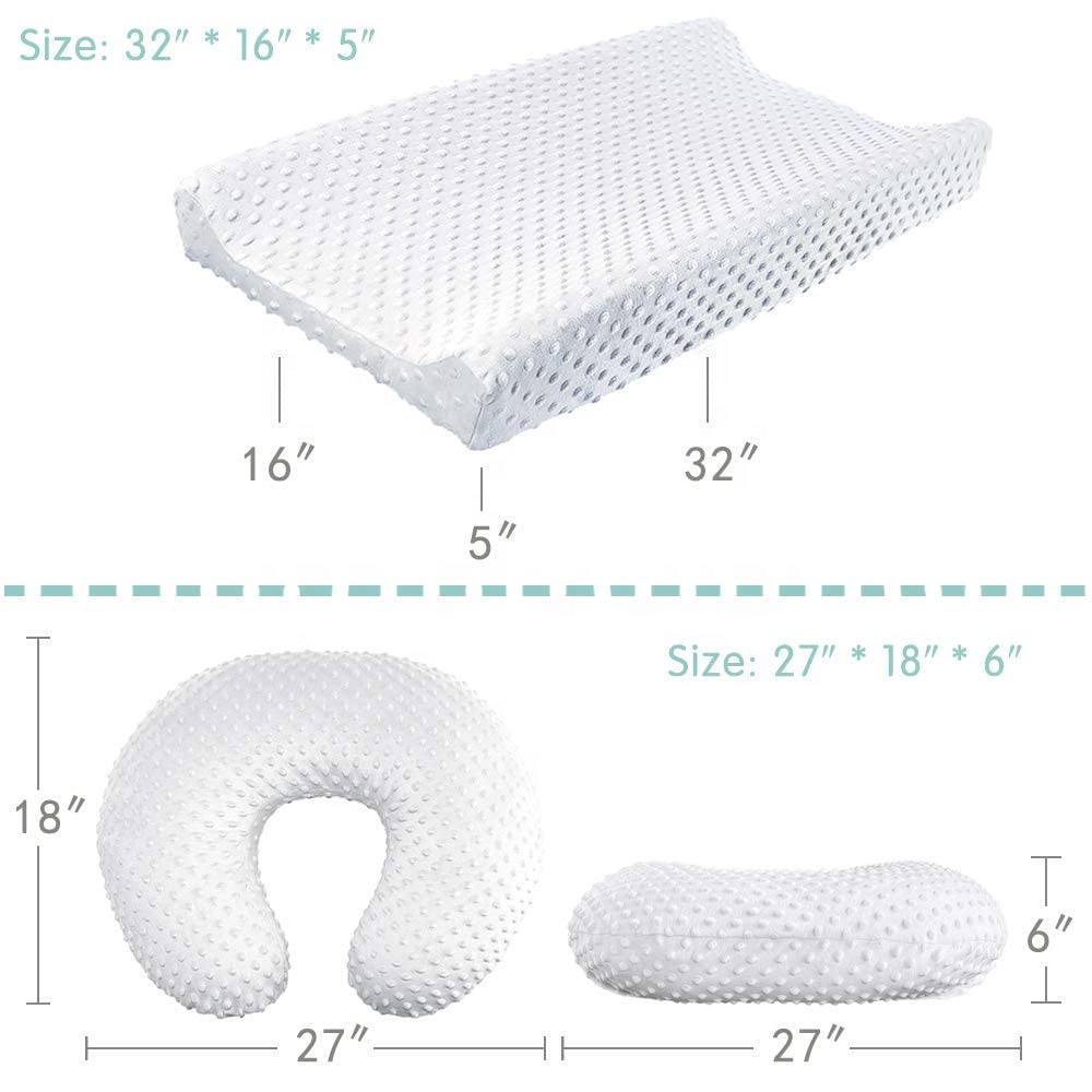 Ievolve Minky Nursing Pillow Cover Breast Feeding Pillow Cover Slipcover U Shape For Baby Boy Girl,Cover Only(Beige&White, Pack