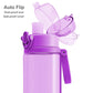 Home Tune Cute Water Bottle For School Kids Girls, Soft Silicone Chug Lid & Bpa Free & Leak Proof One Click Open Flip Top & Easy