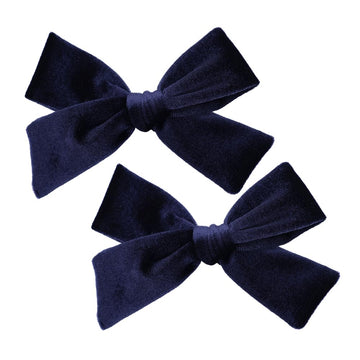 Vintage Velvet Bow Hair Clips for Baby Girl Kids Women Fall Velvet Christmas Hair Bows Barrettes Accessories (2 pcs Navy)