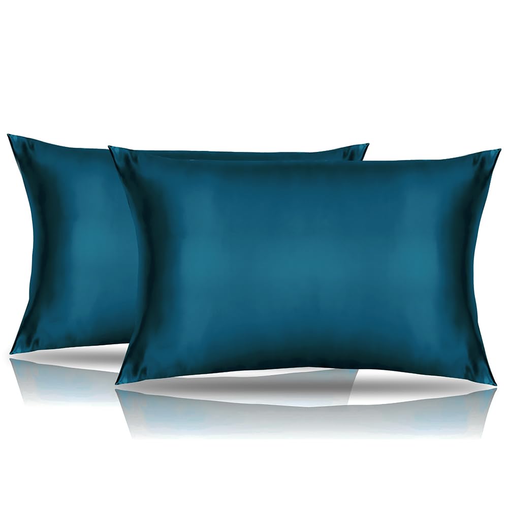 Toddler Pillow Cases 14 X 20 2 Pack Travel Pillowcase Breathable Silky Soft Baby Pillow Cases Deep Sea Blue Kids Satin Pillowcas