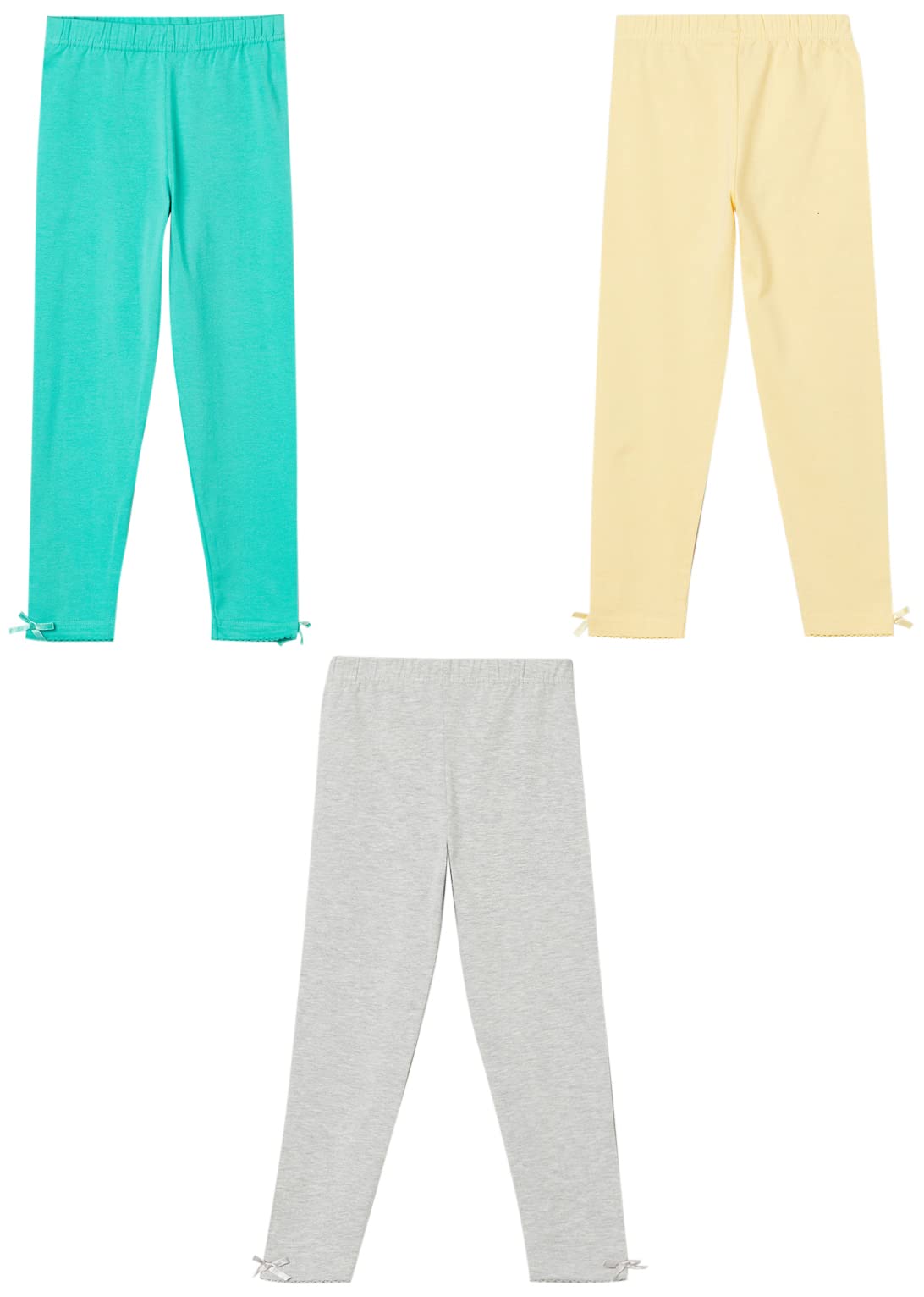 Max Girls Solid Leggings with Scalloped Hem  Pack of 3 (23Y) Multicolour