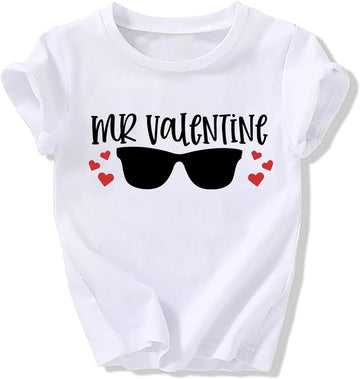 Toddler Boy Valentine'S Day T Shirt Cute Lover Boy Shirt Kids Funny Letter Print Valentine'S Day Shirts Tops (1-2T, White2)