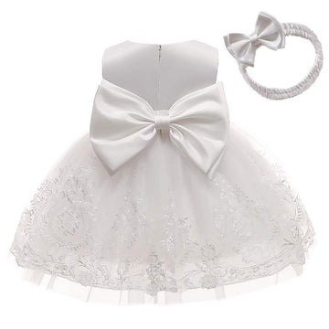 Cmmchaah Little Girls Christmas Dresses Kids Toddler Formal Easter Ball Gown Birthday Pageant Party Dress (White,100)