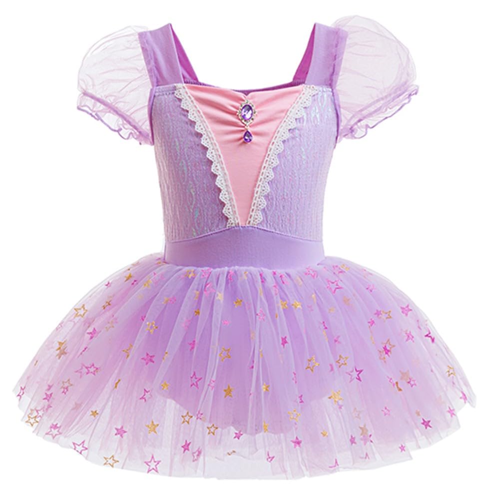 DYMCII Baby Girls Sofia Princess Ballet Dress Short Sleeve Leotards Skirted Tutu Halloween Birthday Party Fancy Costume 3T