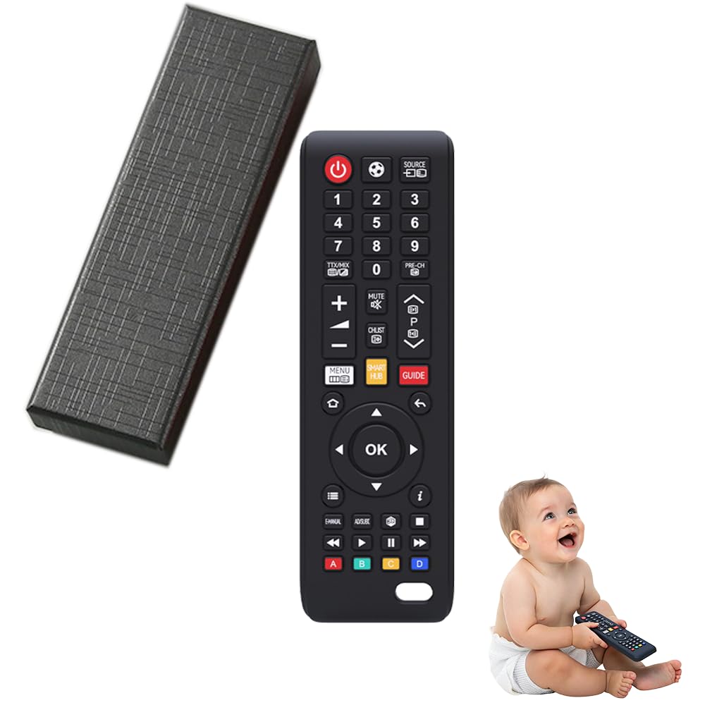 Baby Remote Control Teething Toys 3-6-12 Months, Toddler Sensory Toy - Food Grade Soft BPA-Free Chew Toy for Baby Boy Girl, Teet