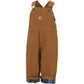 Carhartt Little Boys' Washed Canvas Flannel Lined Bib Overall, Carhartt Brown, 4T