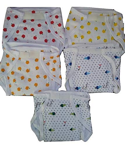 Manan Shopee Cotton Hosiery Padded U Shape Nappies, Nadi,Langot Washable Reusable Cotton Diaper Nappy Pack Of 5 (White, 1218 Mo