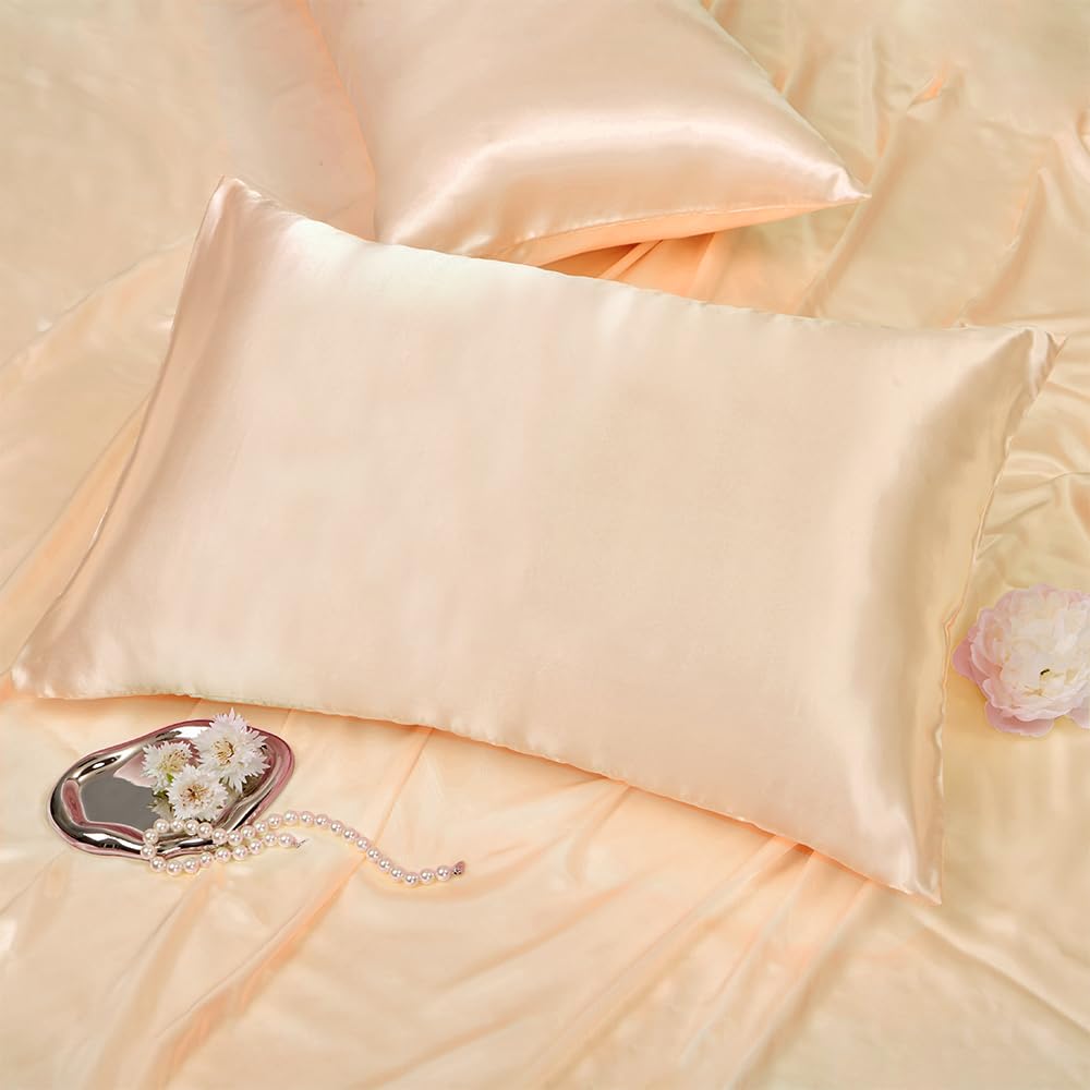 Toddler Pillowcase 14 X 20 2 Pack Satin Travel Size Pillow Cases Breathable Silky Soft Small Pillow Cases Flesh Color 14X20 Pill