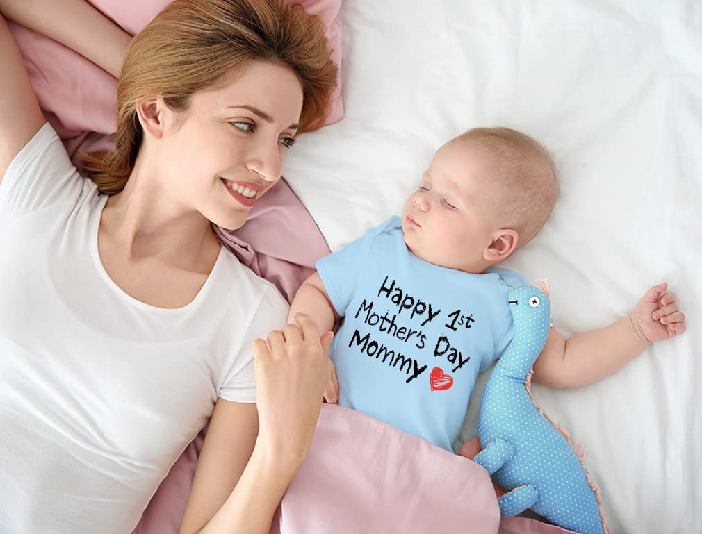 Tstars Happy 1St Mothers Day Mommy Baby Boy Girl Outfit Gift For New Mom First Mother'S Day Newborn Infant Bodysuit 12M Aqua