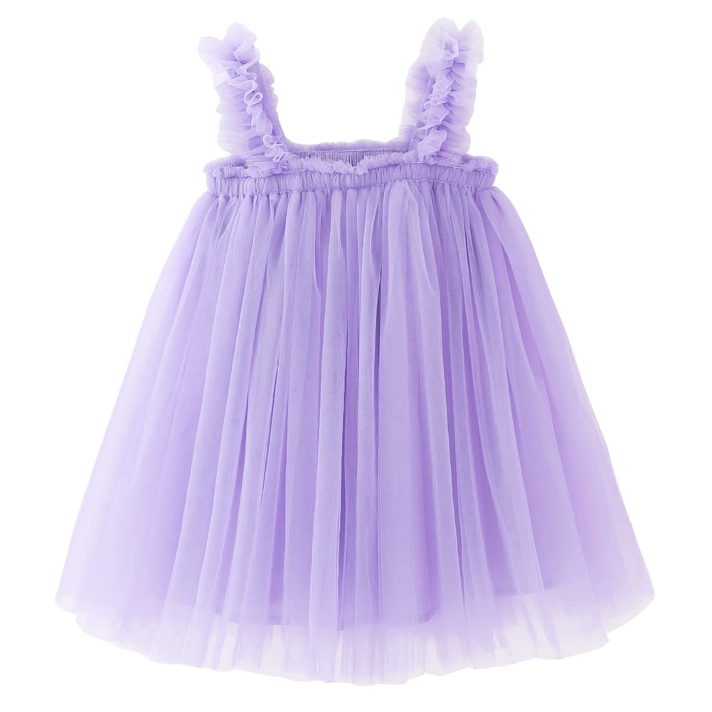 Bgfks Layered Tulle Tutu Dress For Toddler Girls,Baby Girl Rainbow Tutu Princess Skirt Set With Flower Headband.(Purple,9 Months
