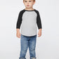 Rabbit Skins Toddler Fine Jersey Raglan 3/4 Sleeve Baseball Tee, Vintage Heather/Vintage Smoke, 2T