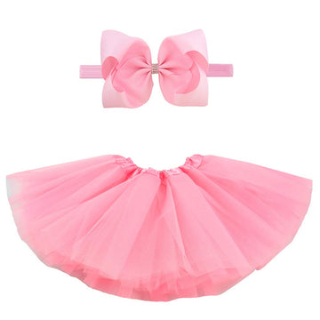 Bgfks 5 Layered Toddlers Tulle Tutu Skirt For Girls With Headband For Baby Girl 0 To 36 Months (Pink, M,6-24 Months)