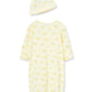 Little Me Unisex Baby 2-Piece Nightgown And Cap Set, Pear Sorbet Duckies, 0-3 Months