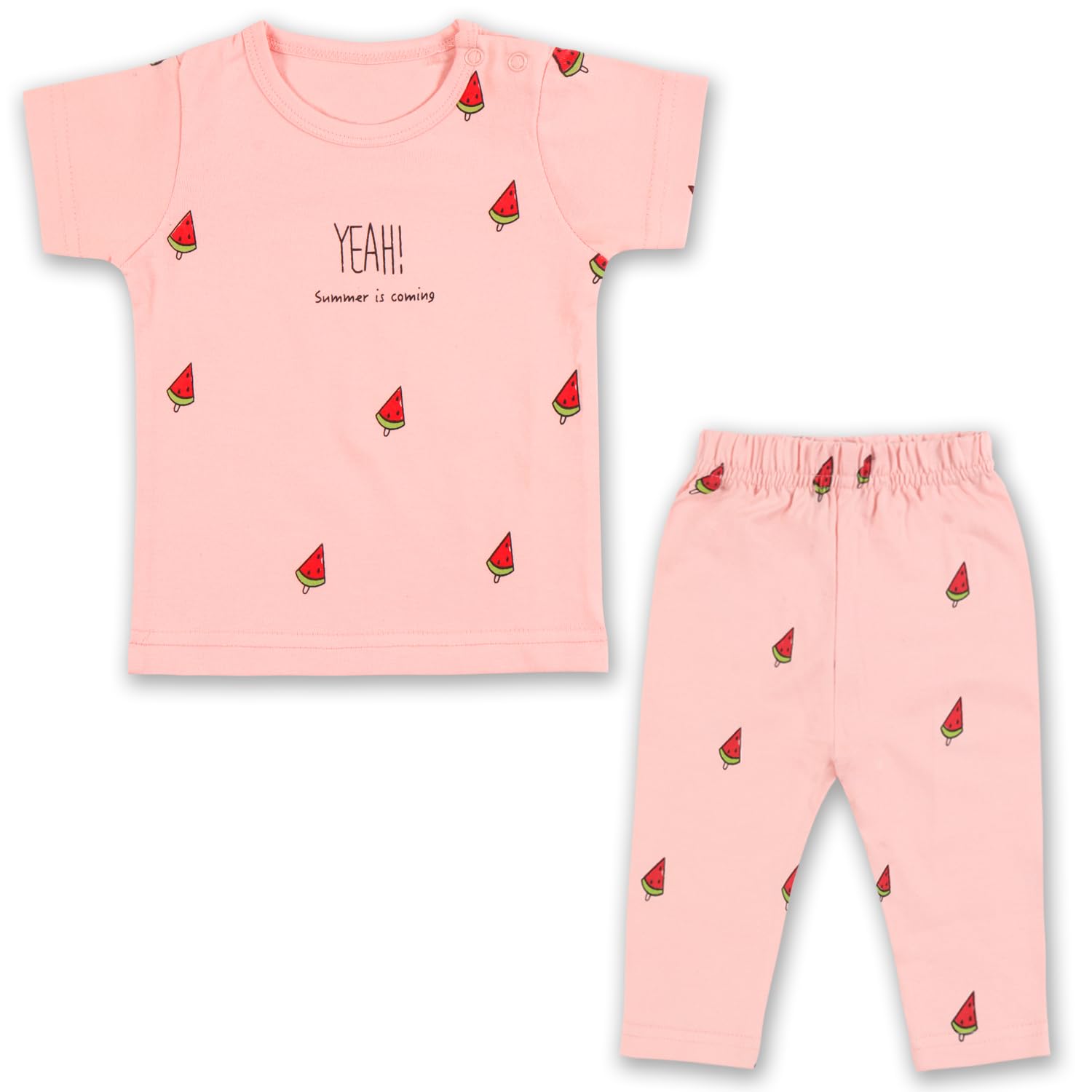 Wish Karo Cotton Printed Top & Bottom Pajama Set Night Dress for Boys & Girls(ndp69pnk_Pink_23mths)