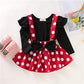 Baby Girls Skirts Set Ruffle Cloth +Polka Dot Overall Dress Bow Polka Dot Skirt Set (Long Sleeve, 3-4 T)
