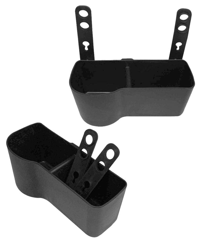 JAVOedge (2 Pack) Black Over the Back Car Seat Dual Cup and Food Holder for Kids, Storage