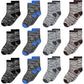 Sptramle Boys Socks, Ankle Crew Socks For Toddler Kids Boys Girls(5-7 Years Old), 12 Pairs Athletic Half Cushion Ankle Socks Set