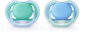 Philips Avent Ultra Air Pacifier, 6-18 Months, Blue/Green, 2 Pack, SCF244/22