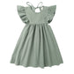 Toddler Baby Girl Dress Summer Cotton Linen Ruffle Halter Sleeveless Kids Casual Beach Party Dresses 2-7 Years (Grey Green, 4-5T