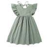 Toddler Baby Girl Dress Summer Cotton Linen Ruffle Halter Sleeveless Kids Casual Beach Party Dresses 2-7 Years (Grey Green, 4-5T