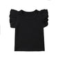 Infant Toddler Baby Girl Top Basic Plain Ruffle T-Shirt Blouse Casual Clothes (4-5 Years, Black)