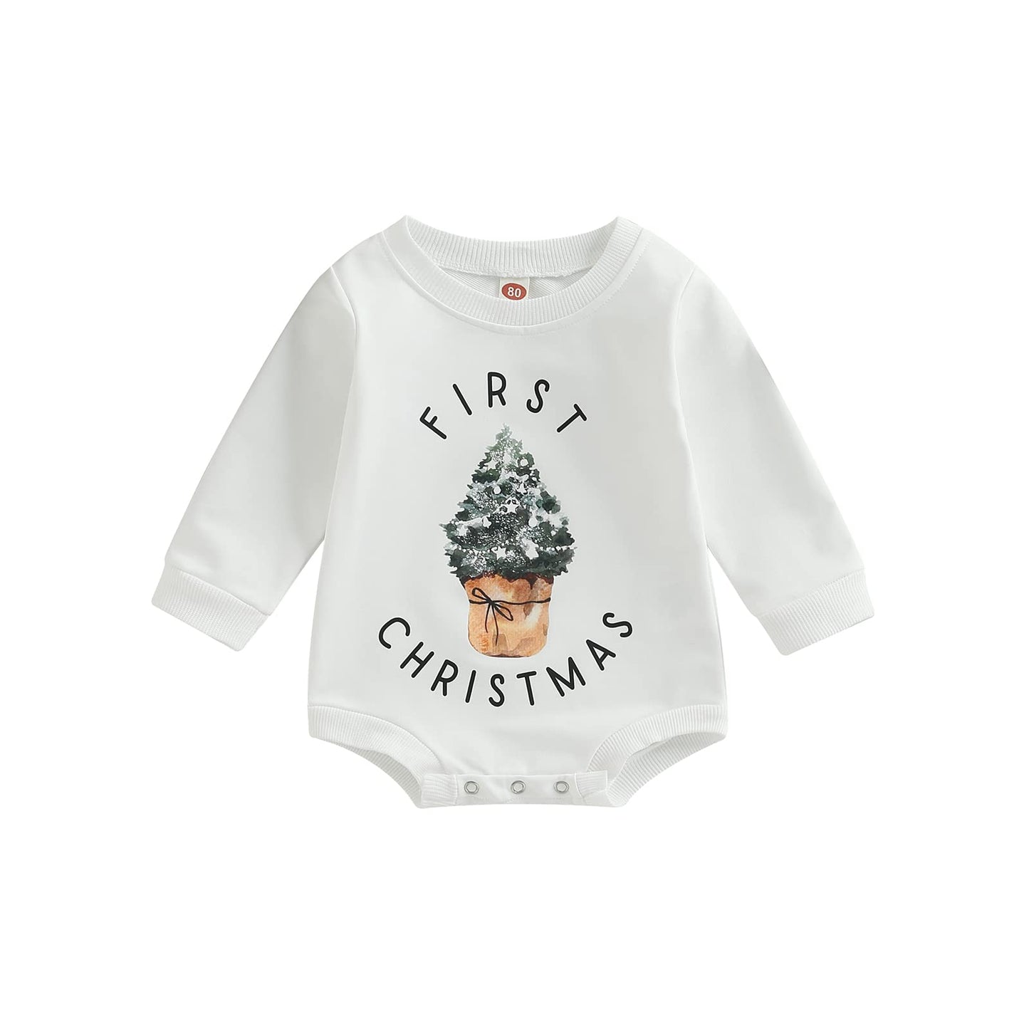 Twopumpkin Baby Boy My First Christmas Outfit Newborn Girl Christmas Tree Onesie Sweatshirt Romper Cute Long Sleeve Shirt Clothe