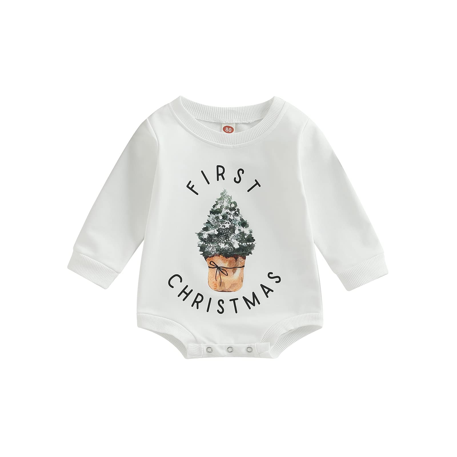 Twopumpkin Baby Boy My First Christmas Outfit Newborn Girl Christmas Tree Onesie Sweatshirt Romper Cute Long Sleeve Shirt Clothe