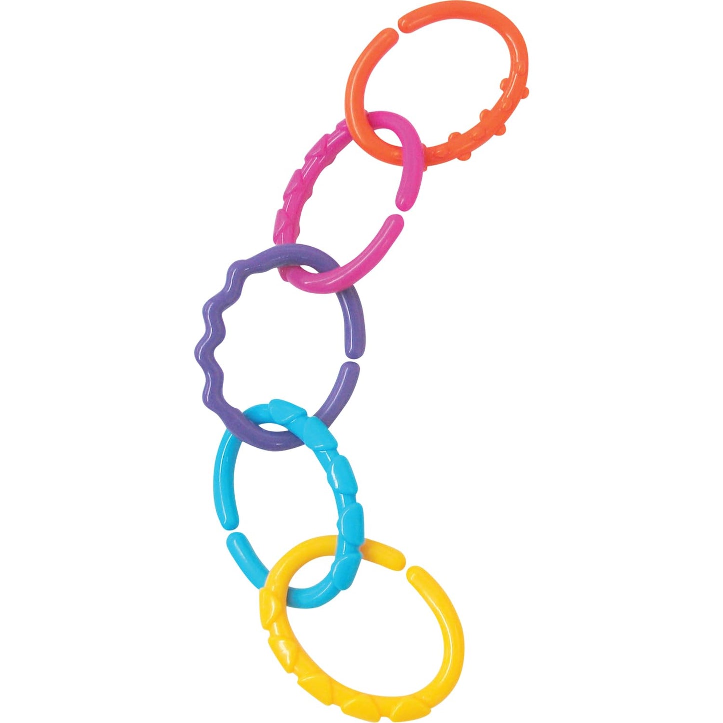 Edushape Sensory Linkets Baby Toy, 12 pieces - Vibrant Colorful and Unique Textured Linking Toys - Enhances Cognitive Developmen