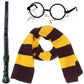 13Pcs Novelty Scarf Wizard Glasses Wand Lightning Bolt Tattoos Cosplay Set Dress Up Costume Accessories Halloween Birthday Gifts