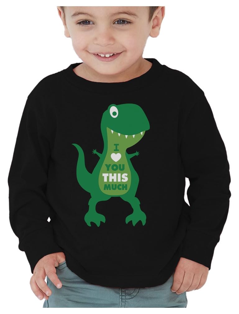 Dinosaur Boys Valentines Shirt Long Sleeve Funny Trex Heart Crusher Valentine Day Toddler Boy Kids T-Shirt 3T Black