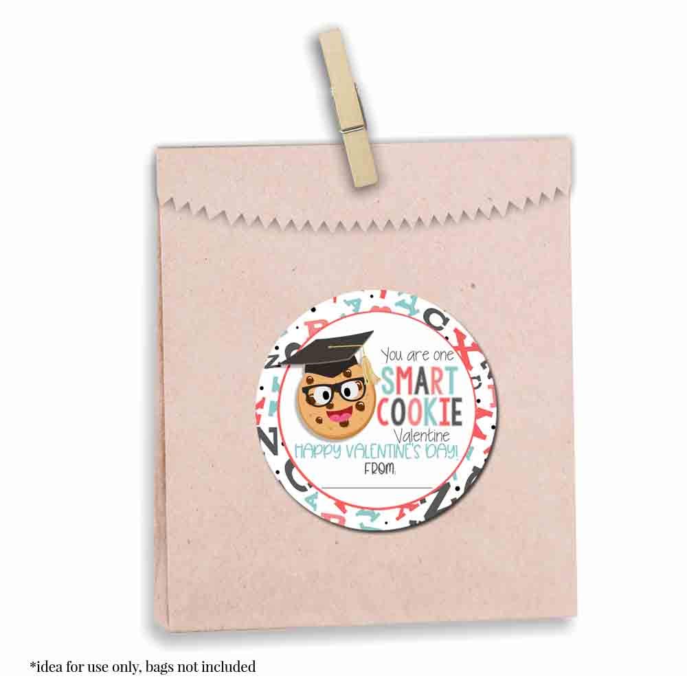 You Are One Smart Cookie Sweet Treat Themed Valentine Party Favor Sticker Labels For Kids, 40 2' Party Circle Stickers By Amand
