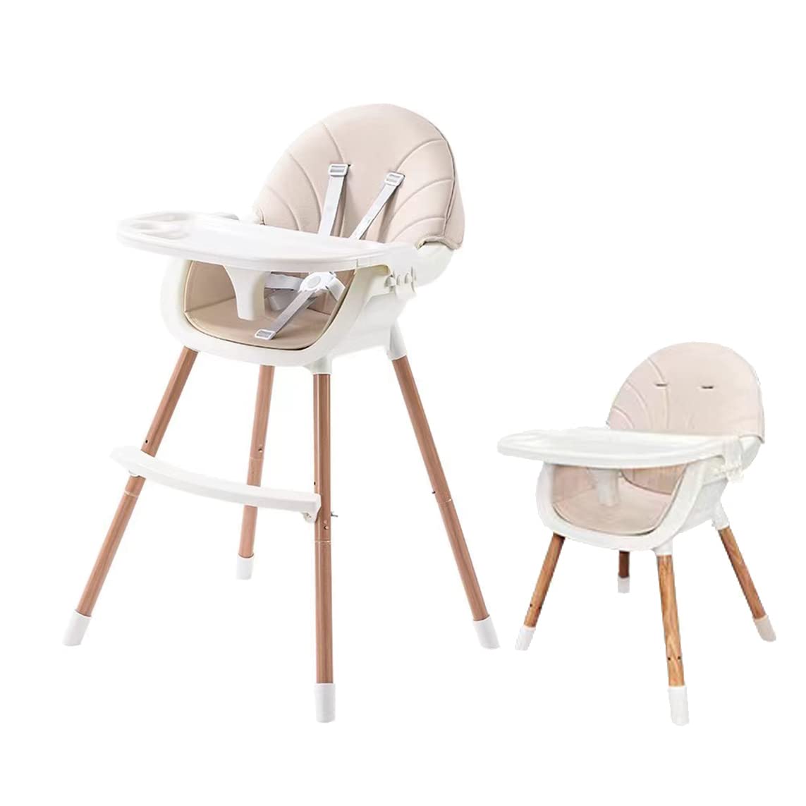 PandaEar 3-in-1 High Chairs for Babies Toddlers, Convertible Infant Highchair with Removable Tray & Safety Harness Adjustable Le