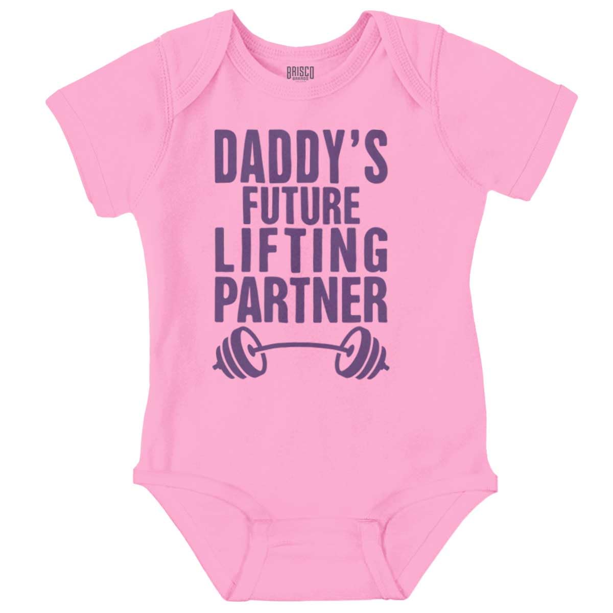 Brisco Brands Fathers Day Daddys Future Gym Partner Baby Bodysuit Jumper Boys