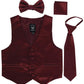 Burgundy Infant Boys 4 Piece Formal Satin Vest Set Zipper Tie Bowtie Hanky 6-12 Months