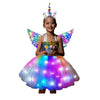 Shinyou Girls Unicorn Costume, Rainbow Unicorn Dress, Led Light Up Unicorn Tutu With Wing For Halloween Birthday Gift Deeprainbo