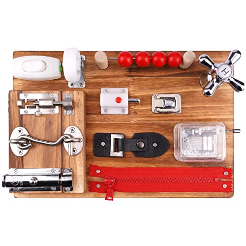 Busy Board for Toddlers Wooden Montessori Toys,Travel Toy Sensory Fidget Board Activity Board for 3 Year Old Boys & Girls, Educa