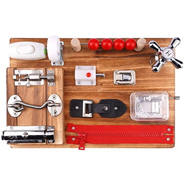 Busy Board for Toddlers Wooden Montessori Toys,Travel Toy Sensory Fidget Board Activity Board for 3 Year Old Boys & Girls, Educa