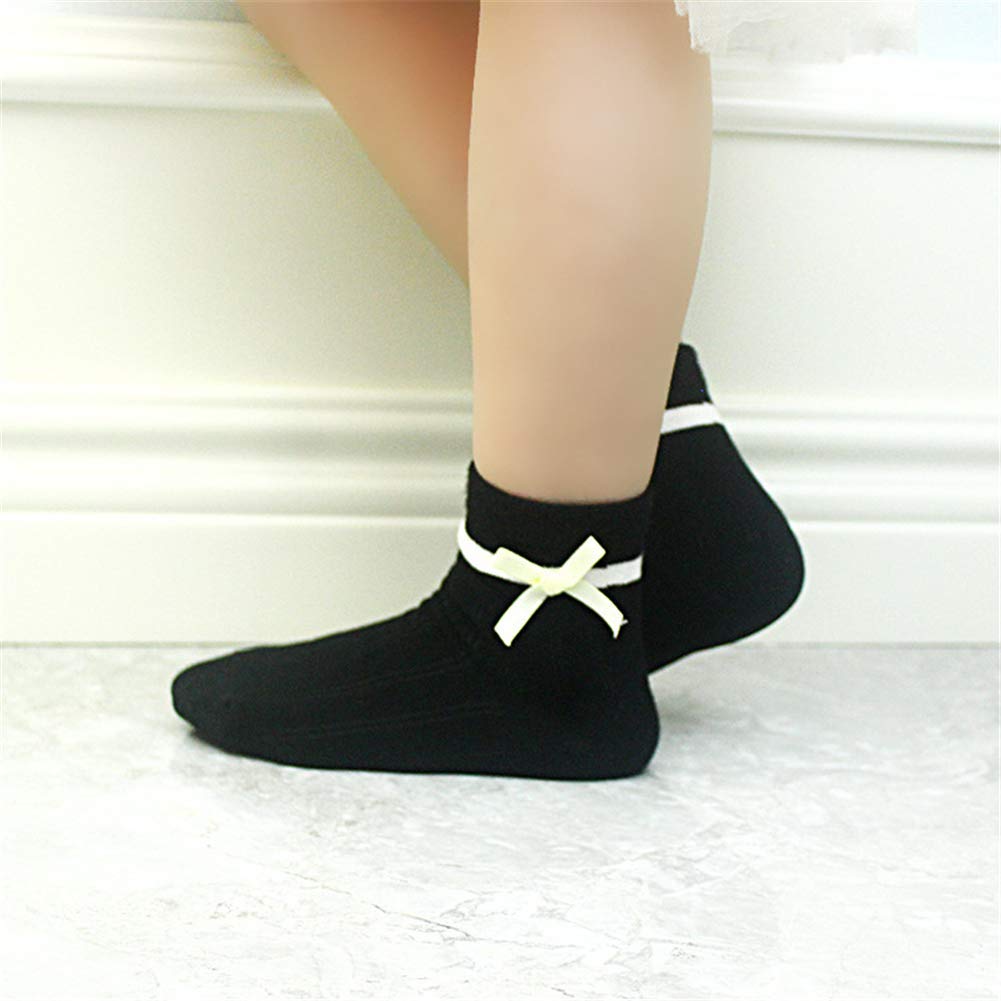 Gwenvenni Toddler Girls Socks Big Little Kids Cotton Bow Socks Low Cut 5 Pairs, 1-2T