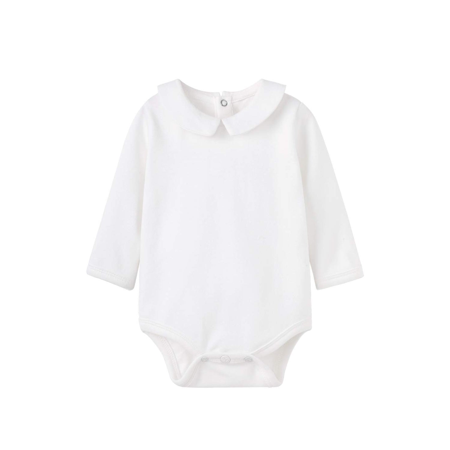 pureborn 2-Pack Baby Girls Bodysuit Long Sleeve Peter-pan Collar Romper Soft Cotton One-Piece 3-6 Months