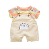 Bold N Elegant Kids Cartoon Print Half Sleeve Tshirt With Dungaree Shorts Summer Party Outfit For Infant Toddler Boys N Girls (B