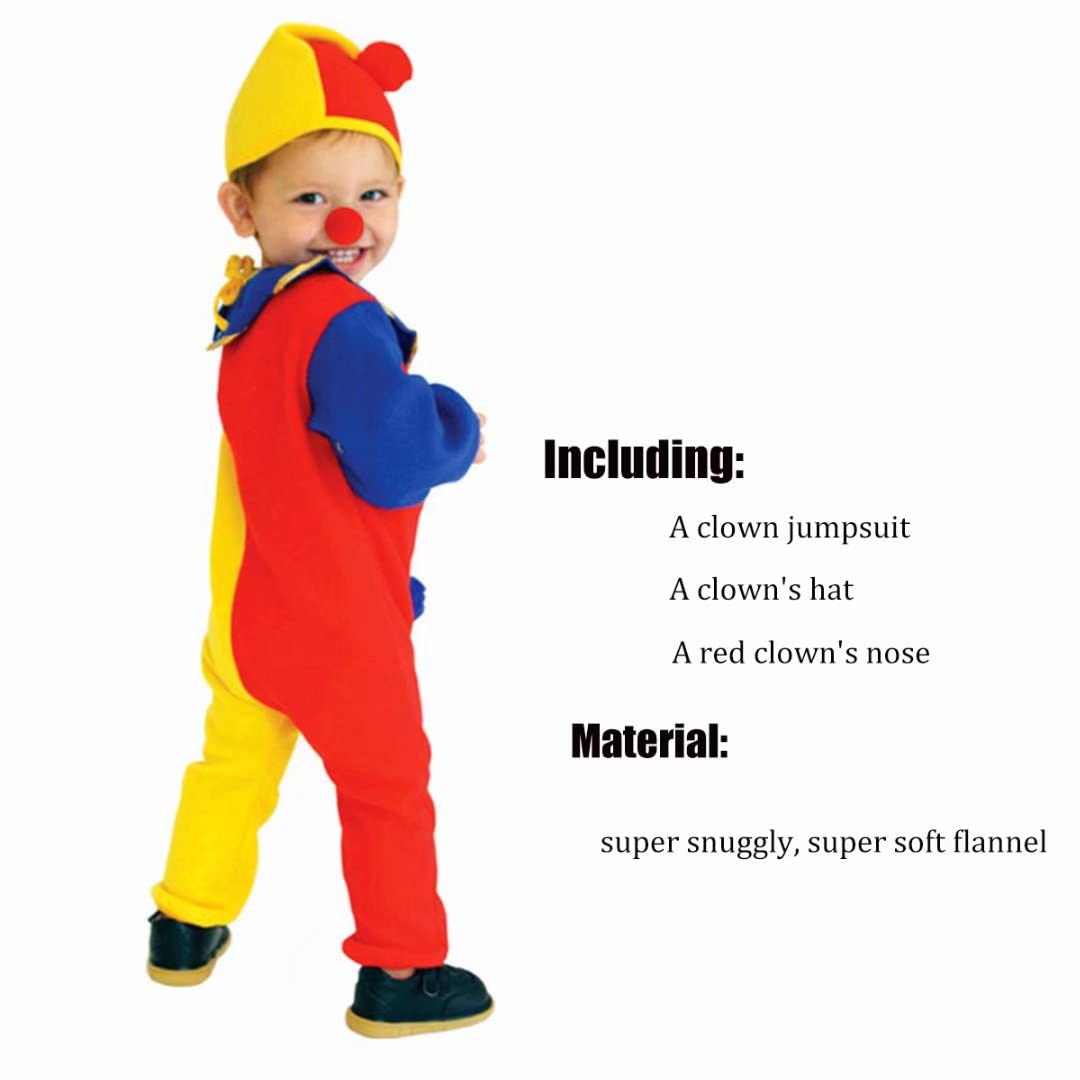 Qiaoniuniu Halloween Child'S Clown Costume Kids Baby Jumpsuits Toddlers Dress Up With Clown Nose And Clown Hat Medium (4-6 Years