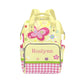 YallLocoMo Personalized Diaper Bag Backpack Name Butterfly Pink Plaid Garden Functional Waterproof Bag: Gift for Moms, Dads