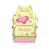 YallLocoMo Personalized Diaper Bag Backpack Name Butterfly Pink Plaid Garden Functional Waterproof Bag: Gift for Moms, Dads