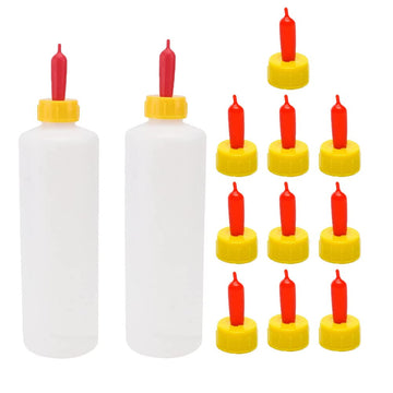 Woyous Goat Nipple And Bottles Set, 12 Pieces Small Animal Milk Drink Pritchard Nipple 2 Pieces 400 Ml Lamb Feeding Bottle Kit F
