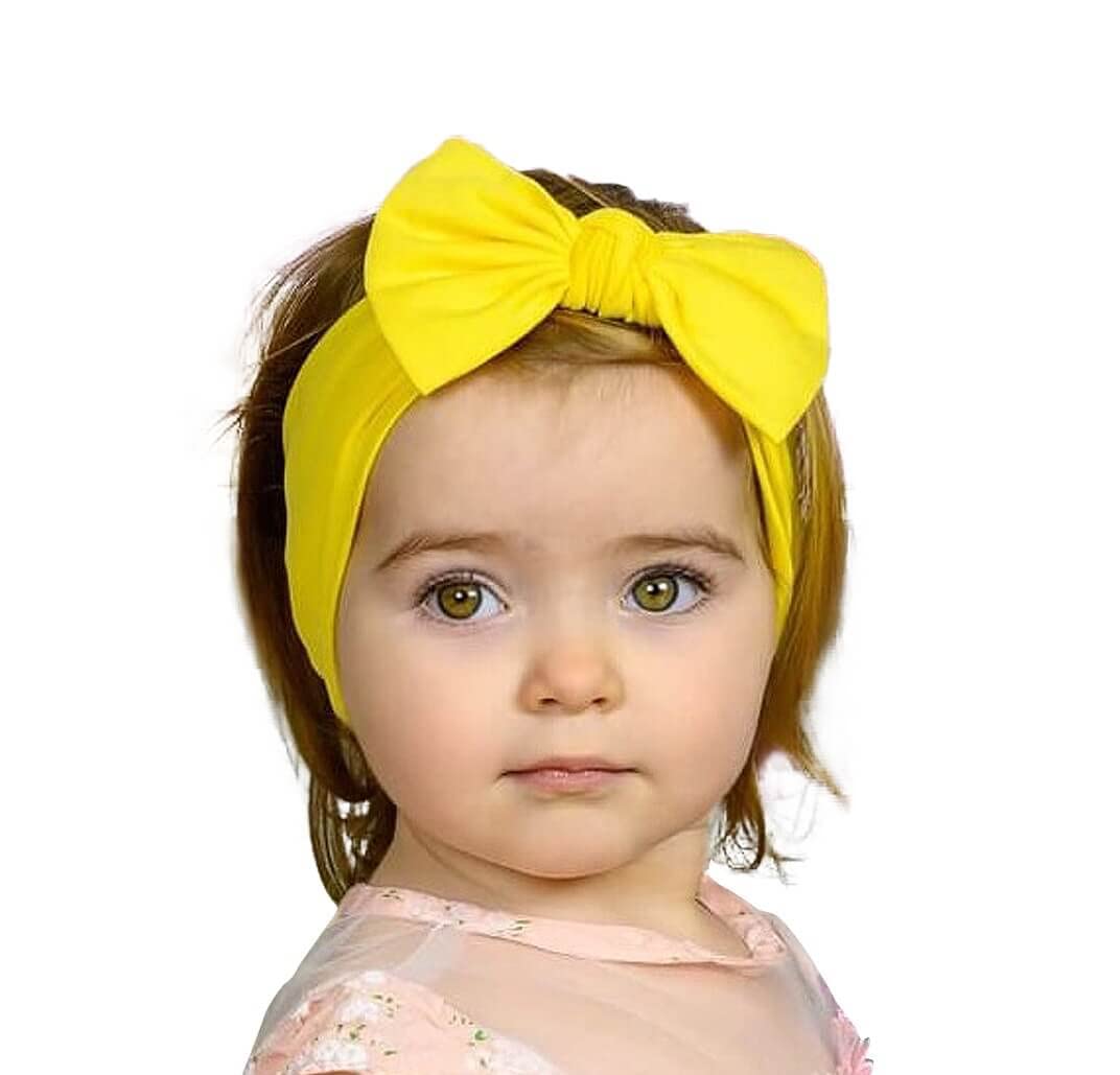 Babygiz Baby Girl Headbands-Infant,Toddler Cotton Handmade Hairbands With Bows Child Hair Accessories (Yellow)