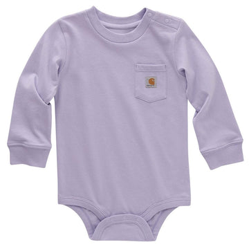 Carhartt Unisex Baby Long-Sleeve Pocket Bodysuit Onesie, Lavender Purple, 24 Months