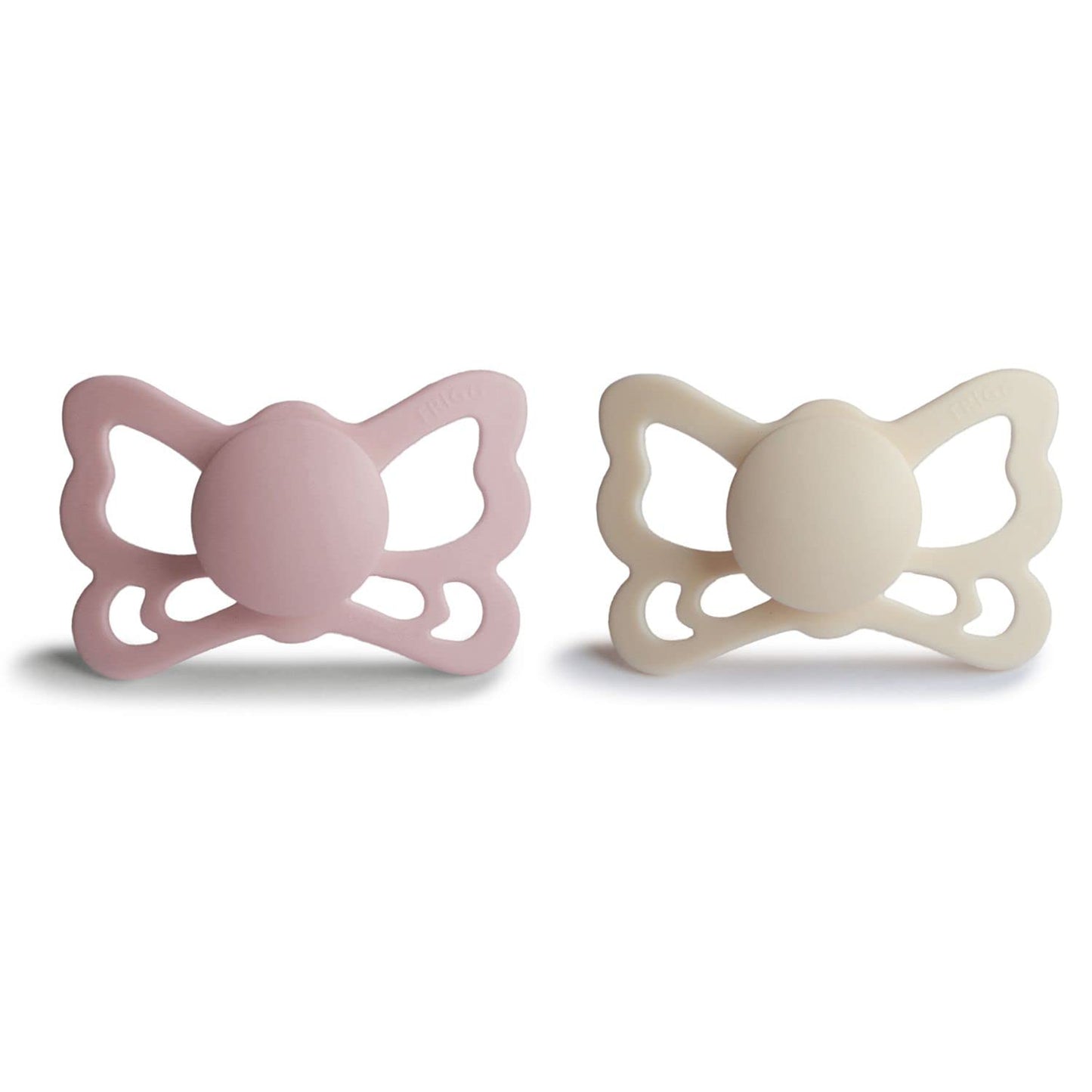 Frigg Butterfly Anatomical Silkysoft Silicone Baby Pacifier | Made In Denmark | Bpa-Free (Cream/Blush, 6-18 Months)
