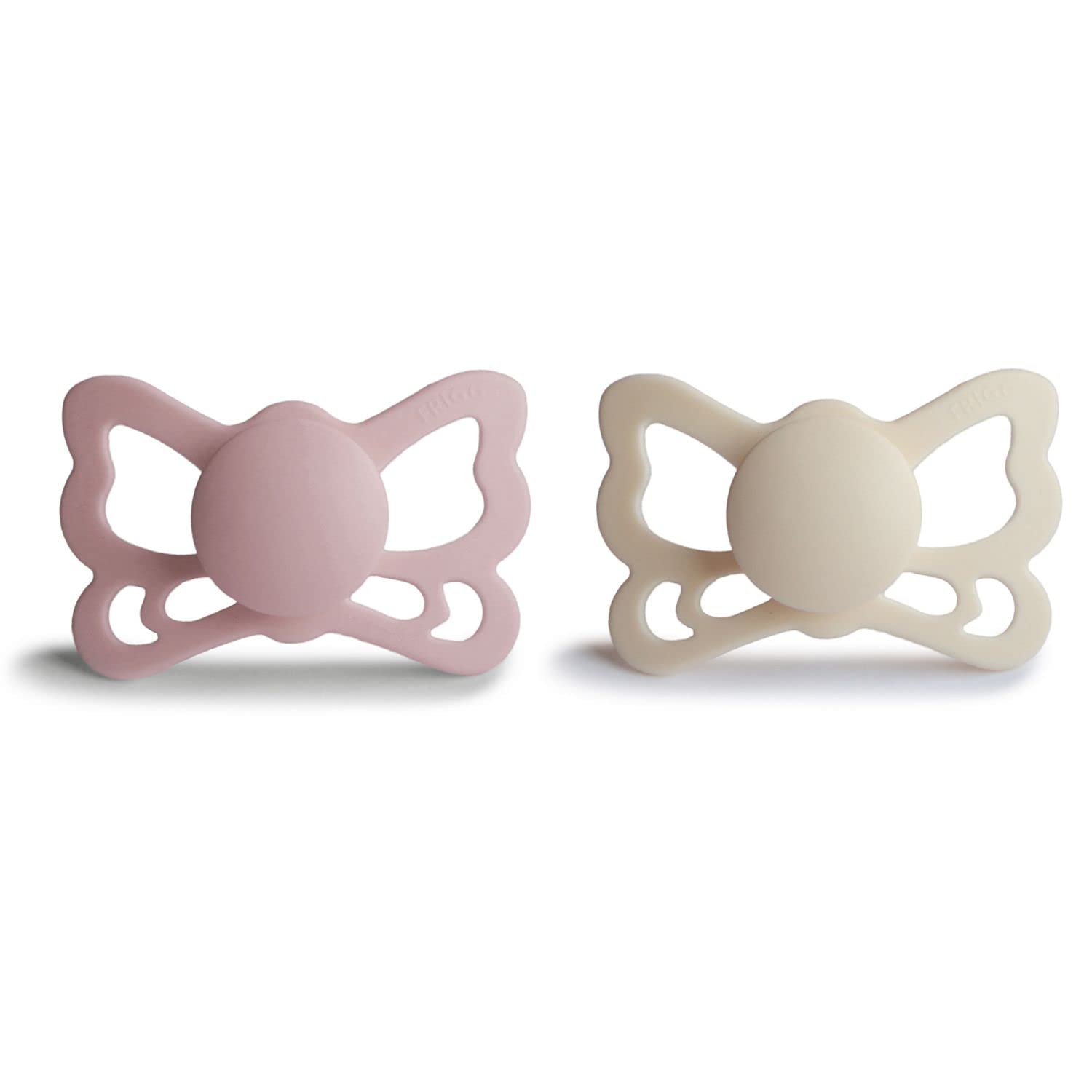 Frigg Butterfly Anatomical Silkysoft Silicone Baby Pacifier | Made In Denmark | Bpa-Free (Cream/Blush, 6-18 Months)