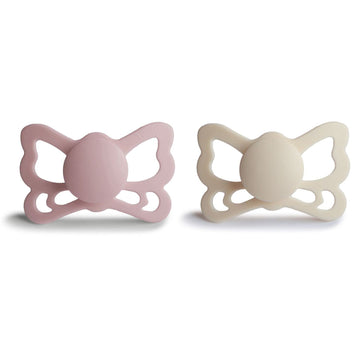Frigg Butterfly Anatomical Silkysoft Silicone Baby Pacifier | Made In Denmark | Bpa-Free (Cream/Blush, 6-18 Months)