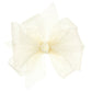Wee Ones Girls' Organza Double Hair Bow On A Weestay Clip With Satin Knot Center, Medium, Ecru